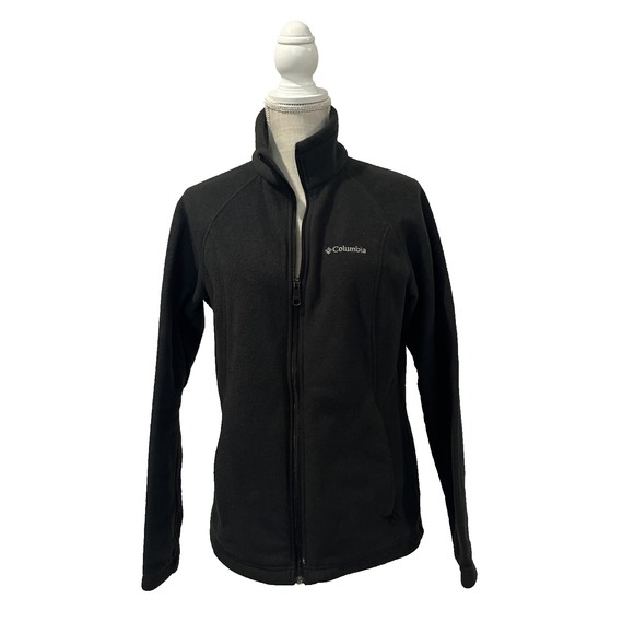 Columbia Black Full-Zip Jacket Womens Size Large Pockets Casual Fleece Outdoors - Picture 1 of 9